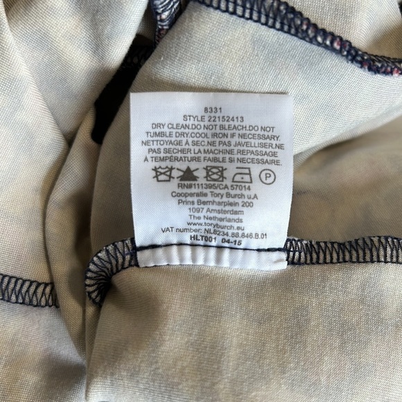 Tory Burch Calico Floral V neck Dress Navy Blue Red Cap Sleeve Stretch Size XS - Picture 11 of 11